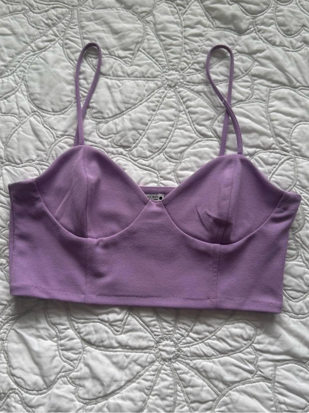 Zara Lilac Bustier Crop Top with Adjustable Straps